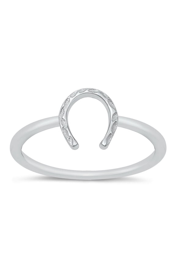 Sterling Silver Hammered Horseshoe Ring Size 7