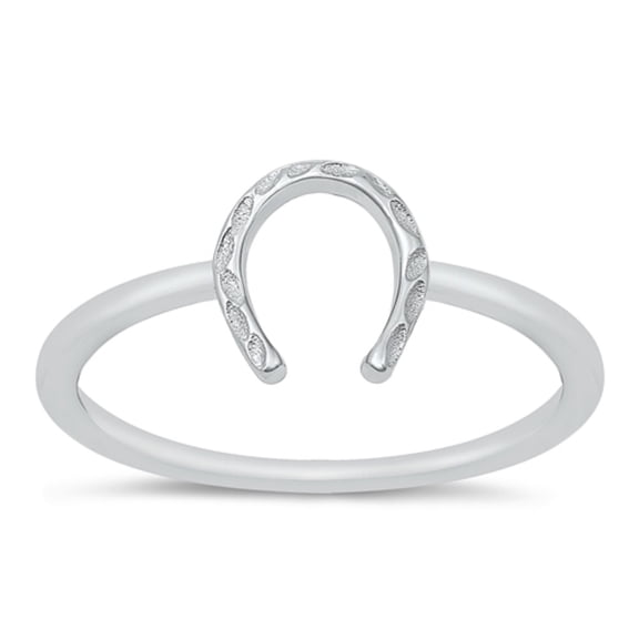 Sterling Silver Hammered Horseshoe Ring Size 9