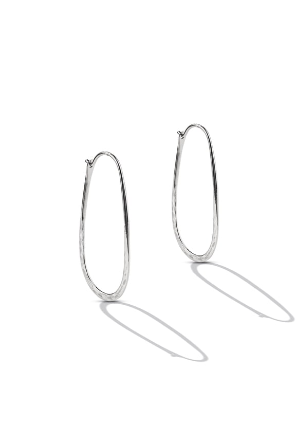 Sterling Silver Hammered Oval Hoop Earrings