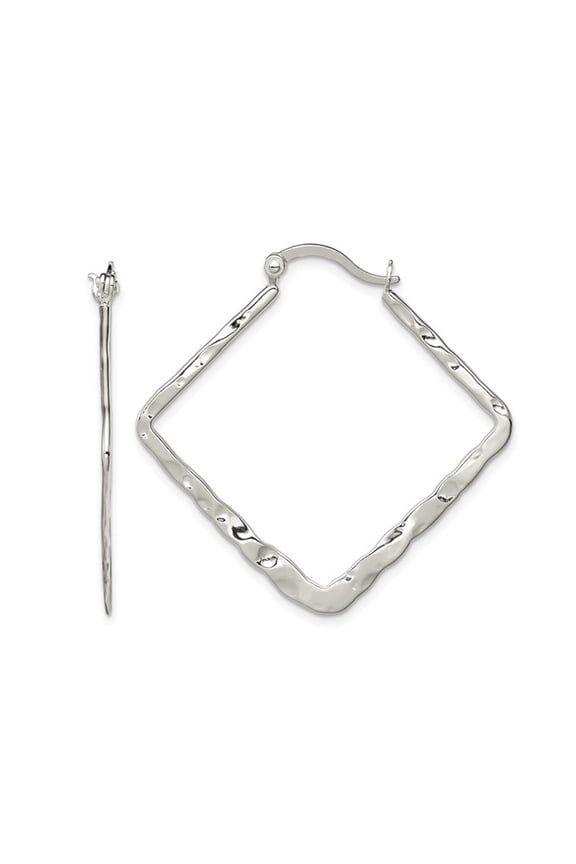 Gem & Harmony Sterling Silver Hammered Square Hoop Earrings for Women