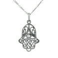 thumbnail image 1 of Sterling Silver Hamsa Hand Judaism Khamsa Crystal Charm Necklace, 1 of 1