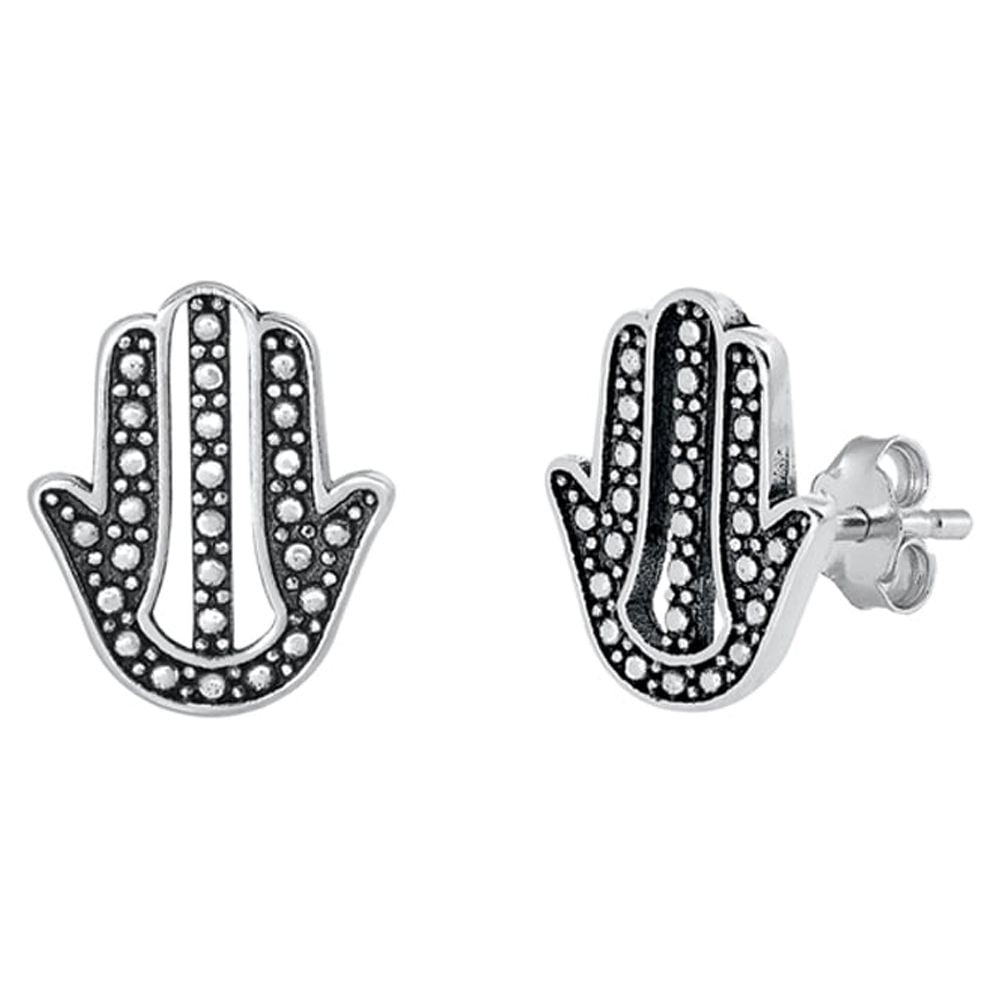 Hamsa Earrings - Oxidized Silver Hamsa Earrings - Oxidized Silver