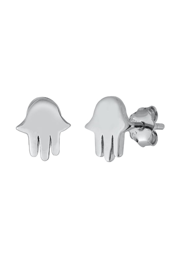 Sterling Silver Hamsa Hand of God High Polish Minimalist Earrings 925 New Jewelry Female Unisex
