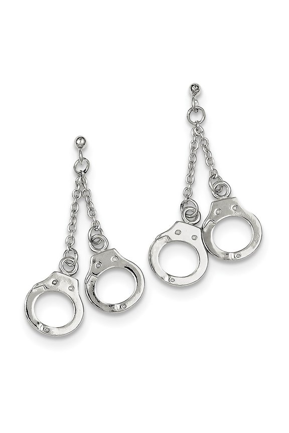 Sterling Silver Hand Cuff Dangle Post Earrings - 3.2 Grams - Measures 45x10mm Wide