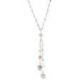 thumbnail image 1 of Sterling Silver Hand-linked Austrian Crystal Lariat Necklaces made with Aurora Borealis Beads and a 3" Double Organic White Cultured Freshwater Pearl Centerpiece Drops, 9.5-10 mm 18", 1 of 7