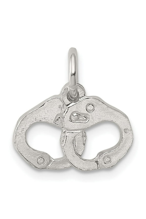 Sterling Silver Handcuff Charm Pendant for Necklace or Bracelet, Interlocked Symbol for Strength and Commitment, Unisex Jewelry for Law Enforcement Supporters and Edgy Fashion Styles