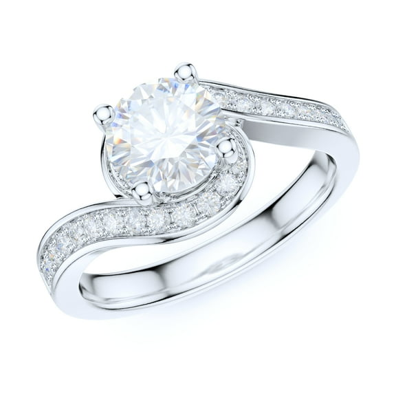 Sterling Silver Handmade Fall In Love Curved Shank 1CT Simulated Round Brilliant Cut Diamond Promise Engagement Ring Bridal (6)