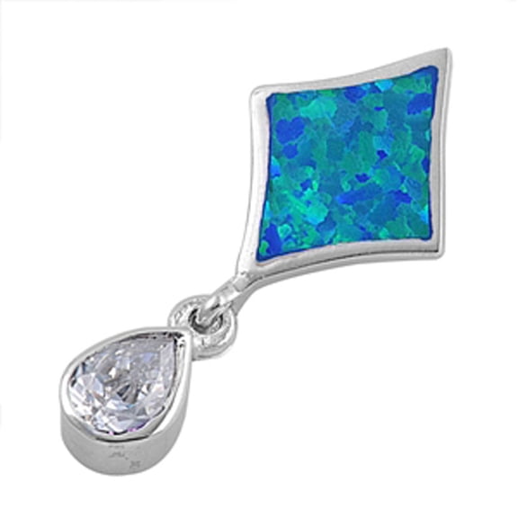 Sterling Silver Hanging Bold Teardrop Slider Pendant Clear Cubic Zirconia Charm Jewelry Female