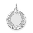 thumbnail image 1 of Sterling Silver Happy Birthday Disc Charm - 1.4 Grams - Measures 25x20mm Wide, 1 of 2