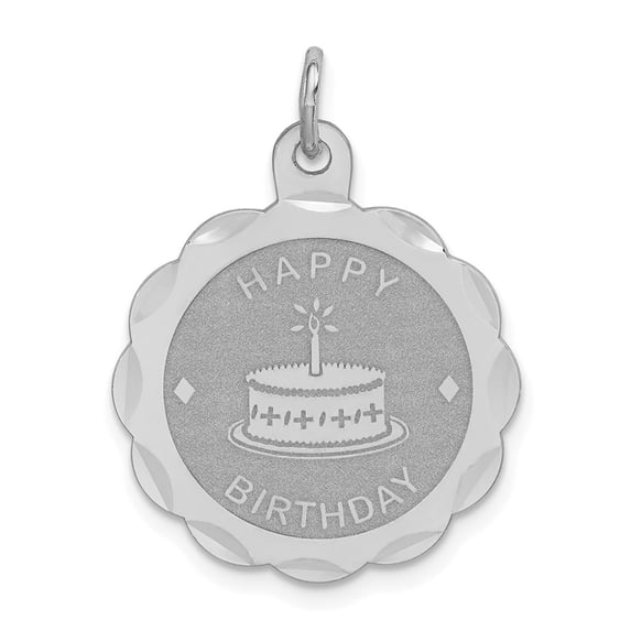 Sterling Silver Happy Birthday Disc Charm Pendant