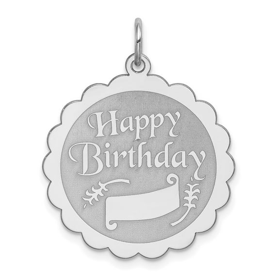 Sterling Silver Happy Birthday Disc Charm Pendant