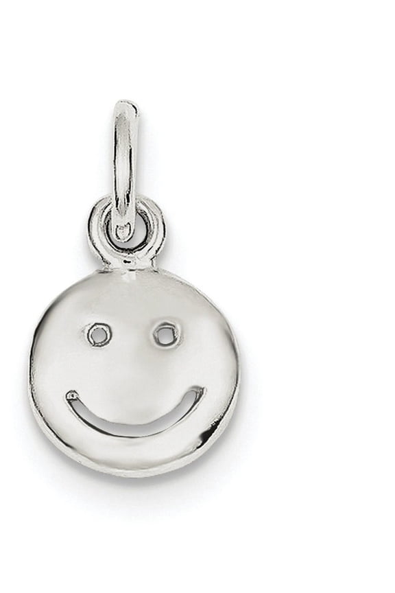 925 Sterling Silver Solid Polished Happy Face Charm 15x12mm Wide Pendant Necklace for Women