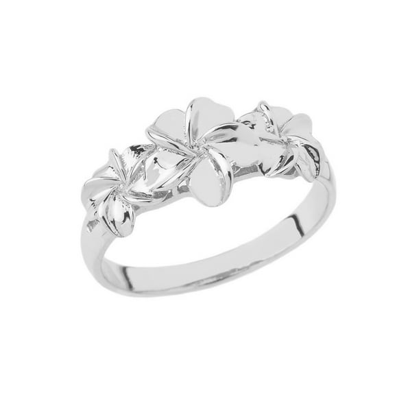 Sterling Silver Hawaiian Plumeria Flower Ring - Size 7