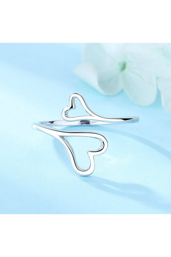 Sterling Silver Heart Bypass Ring