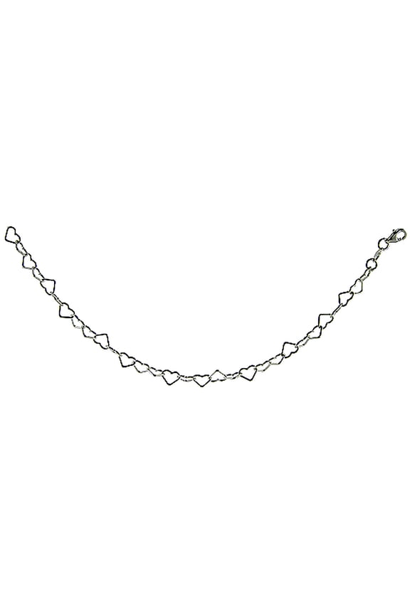 Sterling Silver Heart Chain Bracelet 6mm Nickel free Italy, 7 inch