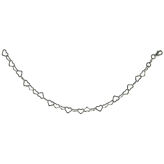Sterling Silver Heart Chain Necklace 6mm Nickel free Italy, 16 inch