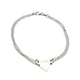 thumbnail image 1 of Sterling Silver Heart Charm 2-Strand Chain Bracelet Lobster Clasp Italy 11", 1 of 2