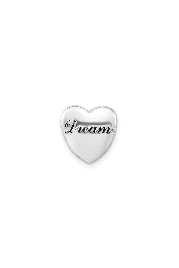 Sterling Silver Heart Charm Bead with Dream Engraving, Motivational Symbol for Women, Inspirational Jewelry for Bracelets, Compatible with Major Personalized Bracelet Brands