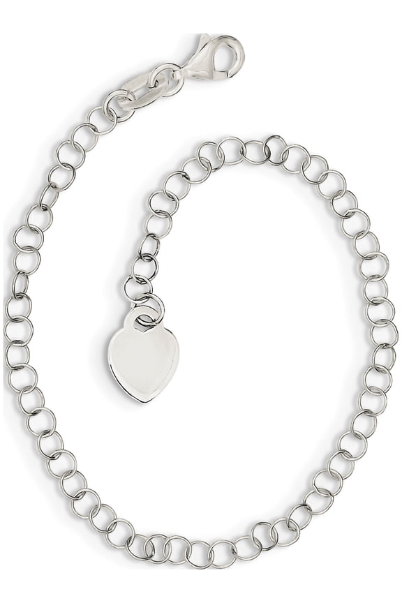 Sterling Silver Heart Charm Childs Bracelet (6 X 8) Made In India qg1450-6