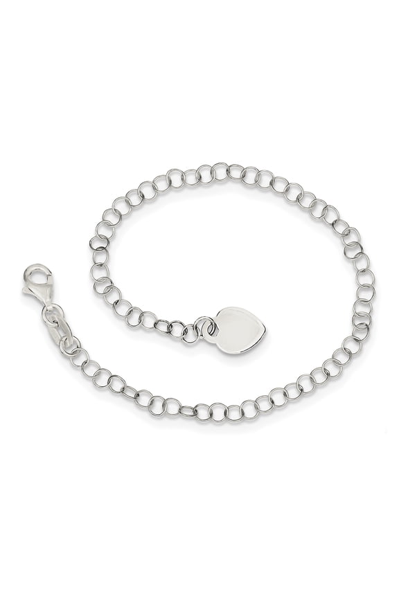 Sterling Silver Heart Charm Childs Bracelet