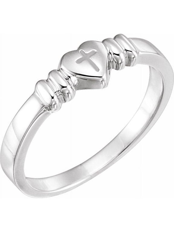 Sterling Silver Heart & Cross Chastity Ring - Sterling Silver Fine Jewelry | Jewelry by Sweet Pea