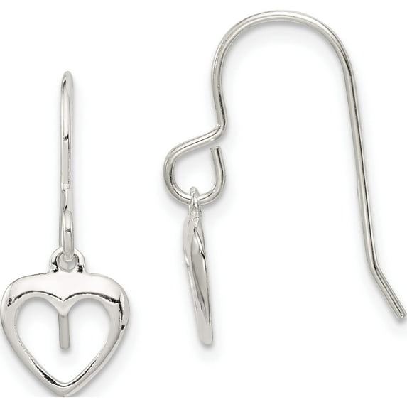 Sterling Silver Heart Dangle Shepherd Hook Earrings (21 X 9) Made In India qe8739
