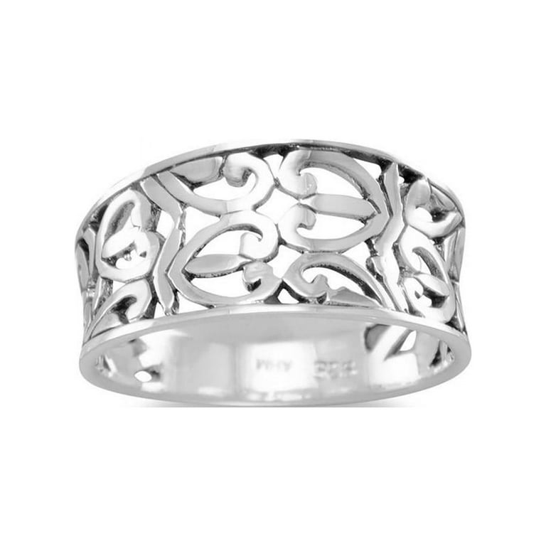 Sterling Silver Heart Design Filigree Ring Sterling Silver Heart Design Filigree Ring