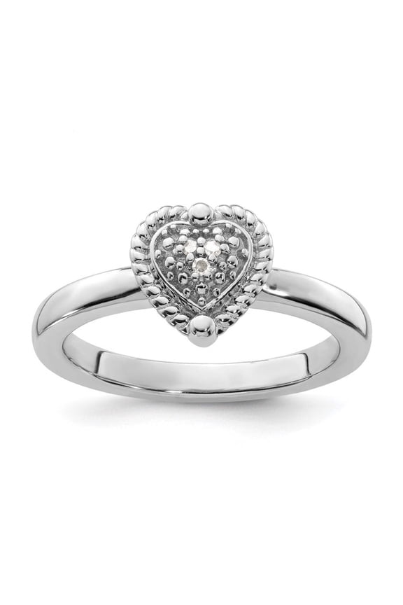 Sterling Silver Heart Diamond Ring