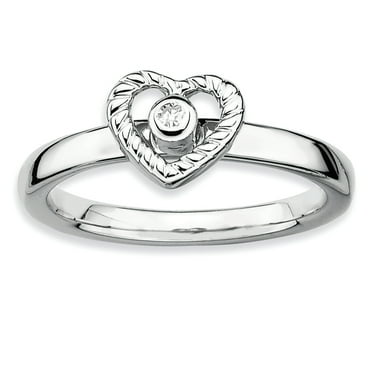Sterling Silver Heart Diamond Ring