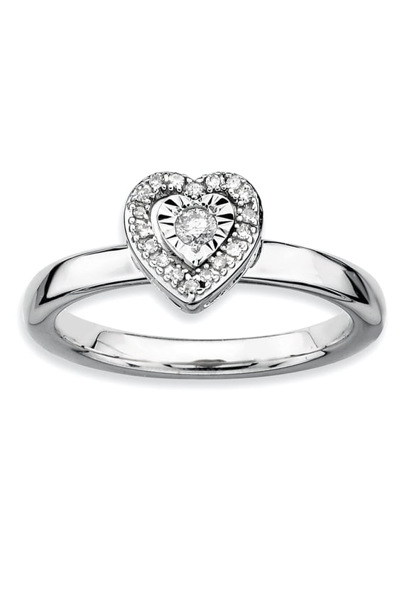 Sterling Silver Heart Diamond Ring