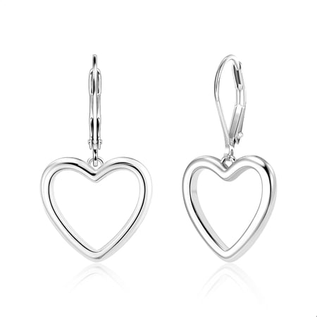 Sterling Silver Heart Earrings for Women 14K Gold Plated Openwork Love Heart Dangle Earrings Drop Hypoallergenic Leverback Huggie Hoop Earing for Women Trendy