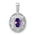 thumbnail image 1 of Sterling Silver Heart Filigree Pendant Necklace for Women with Oval Purple Gemstone and Accent Stones, Romantic Celtic Vintage Style Jewelry, 1 of 6