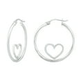 thumbnail image 1 of Sterling Silver Heart Hoop Earrings, 1 of 1