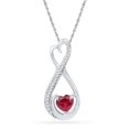 thumbnail image 1 of Sterling Silver Heart Lab Created Ravishing Ruby Sparkling Solitaire Diamond Lovely Infinity Heart Necklace Pendant 5/8 Ctw., 1 of 2