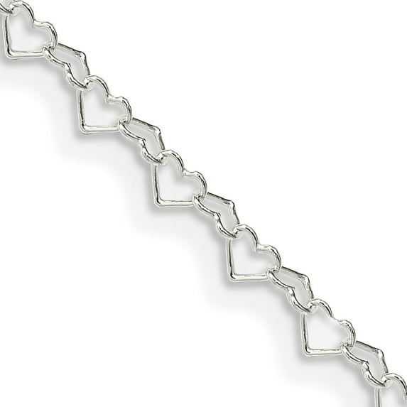 Sterling Silver Heart Link Bracelet 7"
