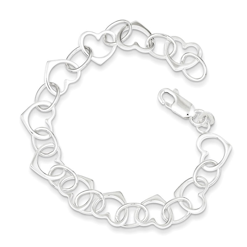 KEVIN JEWELERS Sterling Silver Heart Link Bracelet QG1469