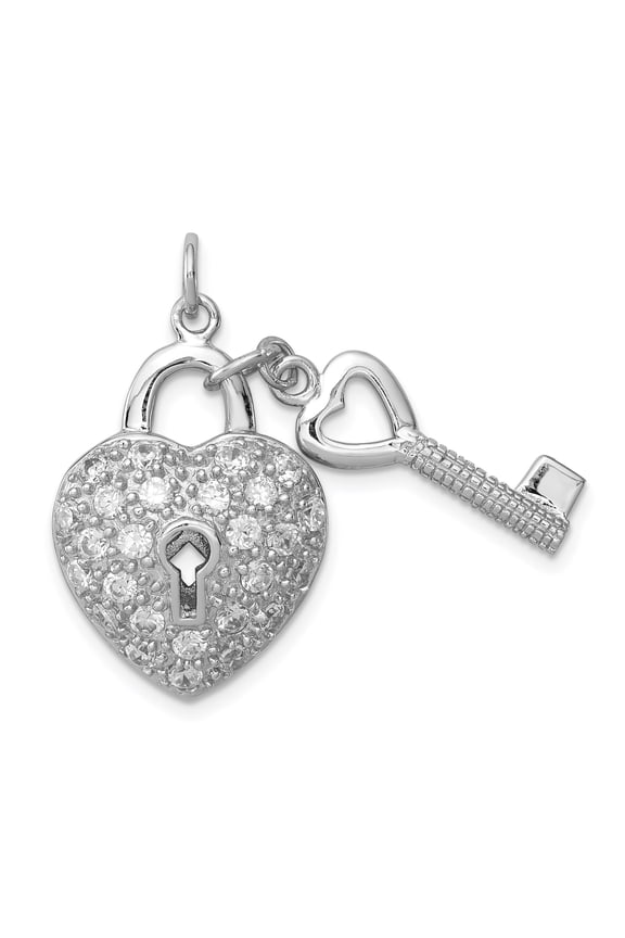 Sterling Silver Heart Lock and Key Pendant Necklace for Women with Pave Crystals, Symbol of Love and Trust, Romantic Anniversary Jewelry, Elegant Sentimental Accessory
