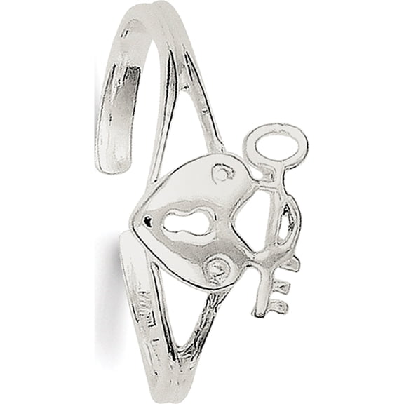Sterling Silver Heart Lock & Key Toe Ring Made In India qr813