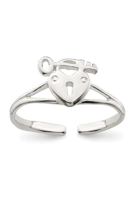 Sterling Silver Heart Lock & Key Toe Ring