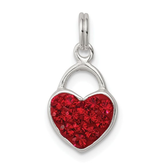 Sterling Silver Heart Lock Pendant with Red Crystals for Women, Romantic Love Charm for Necklace or Bracelet, Symbolic Jewelry for Anniversary or Valentines Day