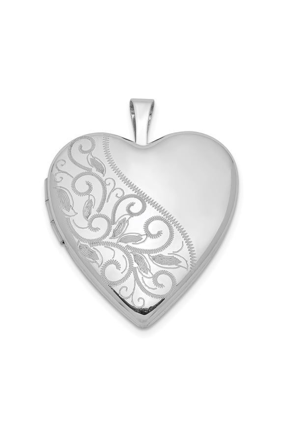 Sterling Silver Heart Locket Pendant Necklace for Women with Floral Engraving, Romantic Sentimental Jewelry for Love, Remembrance, Family, and Keepsake Moments