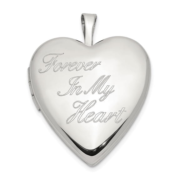 Sterling Silver Heart Locket Pendant Necklace for Women Memorial Keepsake Jewelry with Forever in My Heart Engraving Love Symbol for Remembrance and Everyday or Special Occasion Wear