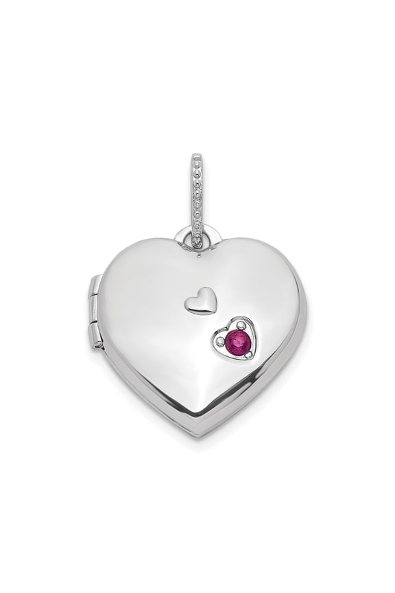 Sterling Silver Heart Locket Pendant Necklace for Women with Pink Gemstone Accent, Sentimental Jewelry for Romance and Daily Wear