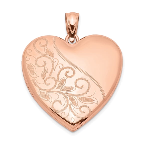 Sterling Silver Heart Locket Pendant with Rose Gold Plating, Floral Scroll Necklace for Women, Romantic Memorial Keepsake Jewelry Symbolizing Love and Remembrance