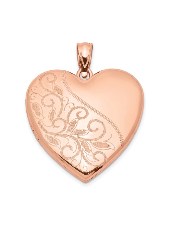 Sterling Silver Heart Locket Pendant with Rose Gold Plating, Floral Scroll Necklace for Women, Romantic Memorial Keepsake Jewelry Symbolizing Love and Remembrance