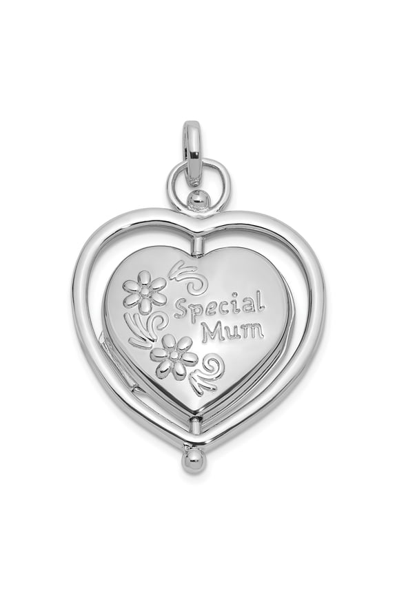 Sterling Silver Heart Locket Pendant for Women with Floral Design, Special Mum Necklace, Sentimental Keepsake Jewelry for Mother, Openable Memory Photo Charm
