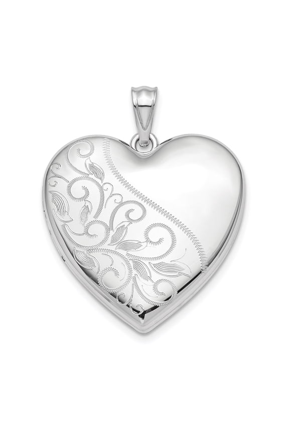 Sterling Silver Heart Locket Pendant for Women with Floral Engraving, Romantic Memory Jewelry for Remembrance, Holds Small Photo, Symbolizes Love, Elegant Keepsake Necklace