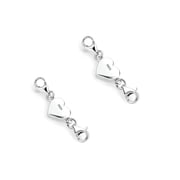925 Silver Plated Heart Necklace Clasps and Closures, Jewelry Extender with Double Lobster Clasp for DIY Bracelets and Chain Connector(2Pcs)