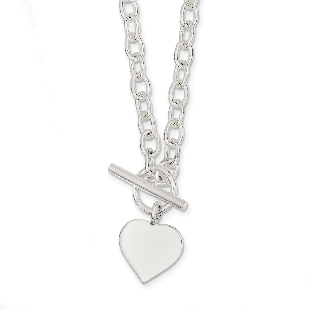 Gold Chains: 9ct YG Heart T Bar Ladies Necklace