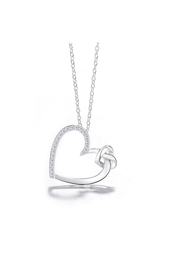Sterling Silver Heart Necklace with Genuine Crystals